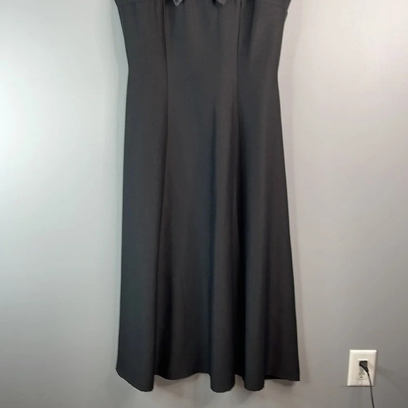 VINTAGE 90’s Midi Dress Black Chelsea Collar Crepe Goth Wednesday Addams Size S - Picture 4 of 10